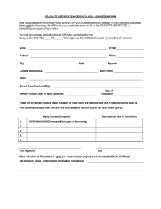 GRADUATE CERTIFICATE IN GERONTOLOGY - COMPLETION FORM