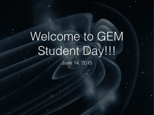 Welcome to GEM Student Day!!! June 14, 2015