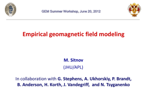 Empirical geomagnetic field modeling M. Sitnov G. Stephens, A. Ukhorskiy, P. Brandt,