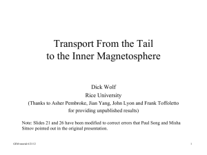 Transport From the Tail to the Inner Magnetosphere  Dick Wolf