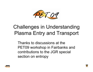 Challenges in Understanding Plasma Entry and Transport