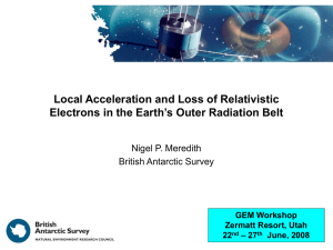 Local Acceleration and Loss of Relativistic Nigel P. Meredith British Antarctic Survey