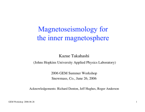 Magnetoseismology for the inner magnetosphere Kazue Takahashi