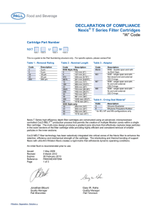 DECLARATION OF COMPLIANCE Nexis T Series Filter Cartridges