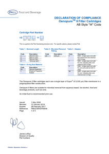 DECLARATION OF COMPLIANCE Oenopure II Filter Cartridges