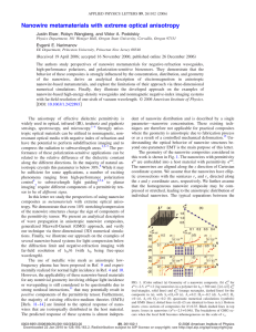 Nanowire metamaterials with extreme optical anisotropy Evgenii E. Narimanov