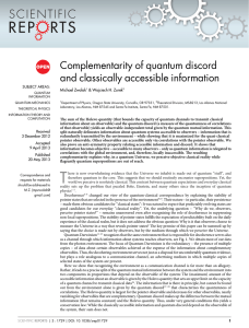 Complementarity of quantum discord and classically accessible information Michael Zwolak