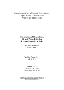 Massachusetts Institute of Technology Department of Economics Working Paper Series Environmental Regulations,