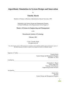 Algorithmic Simulation in System Design and Innovation Timothy Harsh