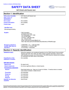SAFETY DATA SHEET Section 1. Identification M-FC Broth with Rosolic Acid