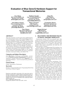 Evaluation of Blue Gene/Q Hardware Support for Transactional Memories Amy Wang Matthew Gaudet