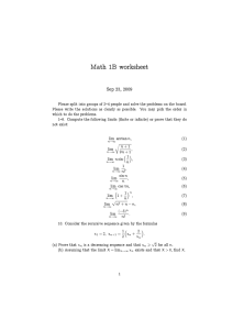 Math 1B worksheet Sep 23, 2009