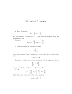 Worksheet 2: vectors