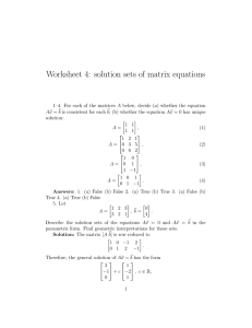 Worksheet 4: solution sets of matrix equations