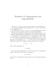 Worksheet 18: Diagonalization and diagonalizability