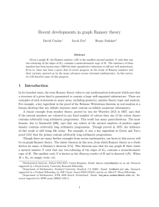 Recent developments in graph Ramsey theory David Conlon Jacob Fox Benny Sudakov