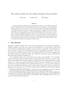 The critical window for the classical Ramsey-Tur´ an problem Jacob Fox Po-Shen Loh