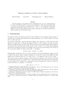 Ramsey numbers of cubes versus cliques David Conlon Jacob Fox Choongbum Lee