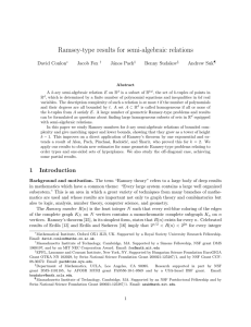 Ramsey-type results for semi-algebraic relations David Conlon Jacob Fox J´