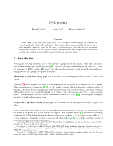Cycle packing David Conlon Jacob Fox Benny Sudakov