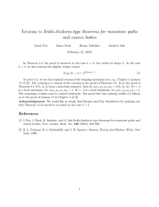 Erratum to Erd˝ os-Szekeres-type theorems for monotone paths and convex bodies Jacob Fox