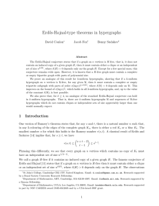 Erd˝ os-Hajnal-type theorems in hypergraphs David Conlon Jacob Fox