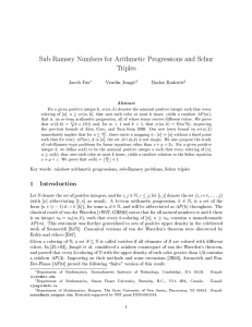 Sub-Ramsey Numbers for Arithmetic Progressions and Schur Triples Jacob Fox Veselin Jungic