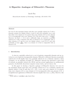 A Bipartite Analogue of Dilworth’s Theorem Jacob Fox