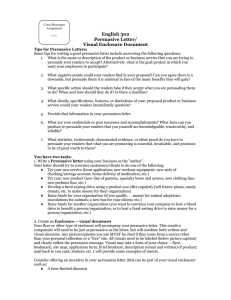 English 302 Persuasive Letter/ Visual Enclosure Document