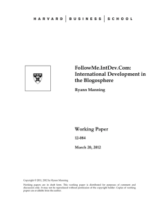 FollowMe.IntDev.Com: International Development in the Blogosphere Working Paper