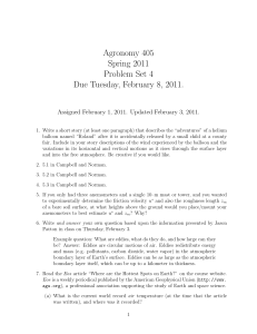Agronomy 405 Spring 2011 Problem Set 4 Due Tuesday, February 8, 2011.