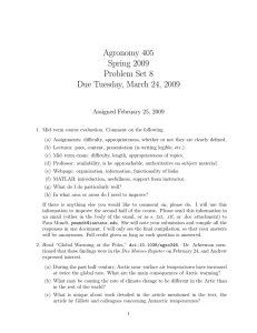 Agronomy 405 Spring 2009 Problem Set 8 Due Tuesday, March 24, 2009