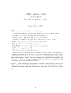 AGRON 405 Spring 2015 Problem Set 8 Due Tuesday, March 24, 2015.