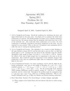 Agronomy 405/505 Spring 2011 Problem Set 12 Due Tuesday, April 19, 2011.