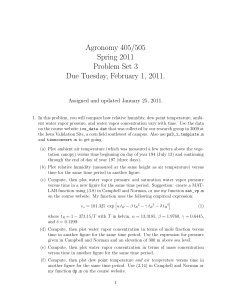 Agronomy 405/505 Spring 2011 Problem Set 3 Due Tuesday, February 1, 2011.