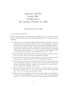 Agronomy 405/505 Spring 2009 Problem Set 6 Due Tuesday, February 24, 2009