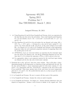 Agronomy 405/505 Spring 2013 Problem Set 7 Due THURSDAY, March 7, 2013.