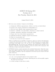 AGRON 505 Spring 2015 Problem Set 8 Due Tuesday, March 24, 2015.