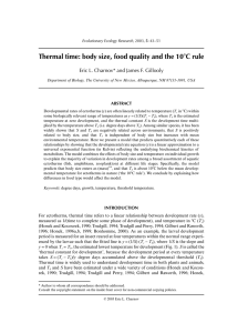 Thermal time: body size, food quality and the 10 C rule