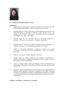 Dr. Lalhmasai Chuaungo, Reader &amp; Head. Publications 1.
