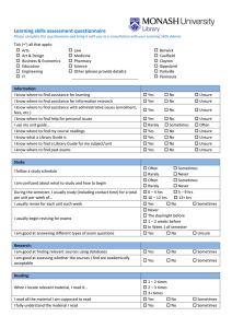 Learning skills assessment questionnaire