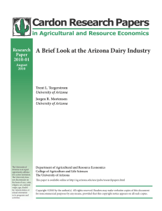 Cardon Research Papers A Brief Look at the Arizona Dairy Industry Research