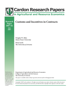 Cardon Research Papers Customs and Incentives in Contracts Research