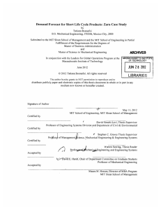Demand  Forecast for Short Life  Cycle  Products:...