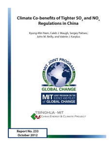 Climate Co-benefits of Tighter SO and NO  Regulations in China