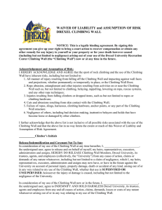 WAIVER OF LIABILITY and ASSUMPTION OF RISK DREXEL CLIMBING WALL