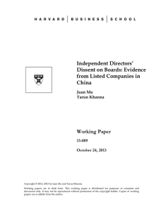 Independent Directors’ Dissent on Boards: Evidence from Listed Companies in China