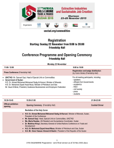 Registration Conference Programme and Opening Ceremony  Monday 23 November