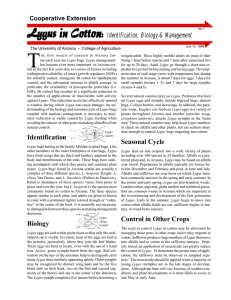 T Lygus in Cotton: Identification, Biology &amp; Management Cooperative Extension