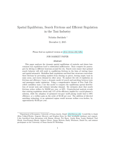 Spatial Equilibrium, Search Frictions and Efficient Regulation in the Taxi Industry